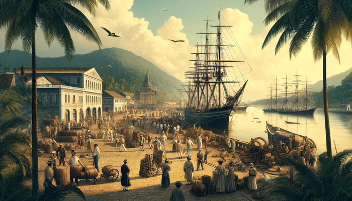 Visualisierung der Ankunft in Brasilien um 1820