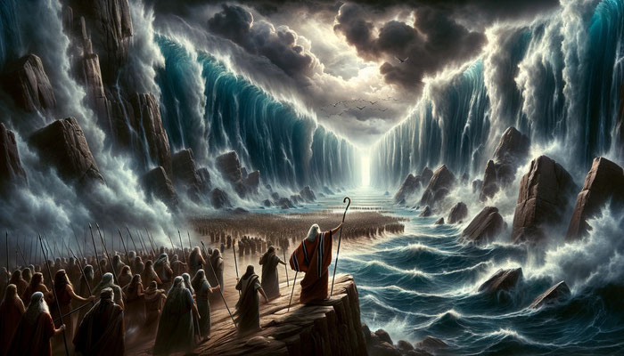 Moses teilt das Schilfmeer