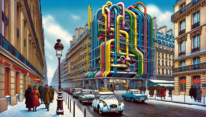 Das Centre Pompidou in Paris, etwas eigenwillig interpretiert