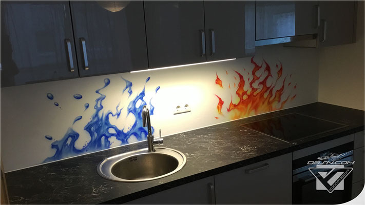 Küchen Wanddesign auf Kunststoff Platte