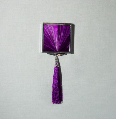 Miroir de poche violet motif éventail (vendu)