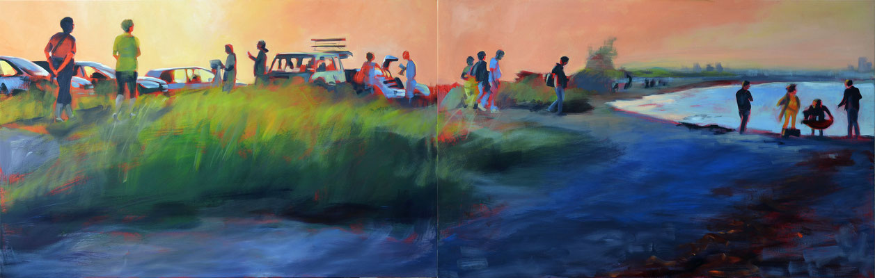 "September-Abend", 2017, Öl auf Leinwand, 70 x 220, 2tlg (saled)