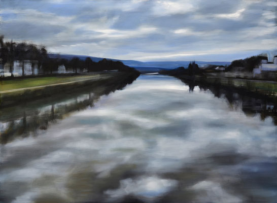 Mosel, bewölkt,  2019, Öl auf LW, 110 x 150 (sold)