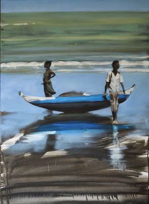 Madagaskar Fischer 3, 2018, Öl auf LW, 110 x 80 (sold)