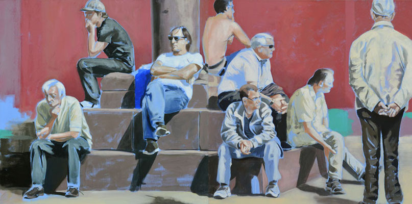"denk mal", Acryl auf Leinwand, 2012, 110 x 220, 2tlg   (sold)