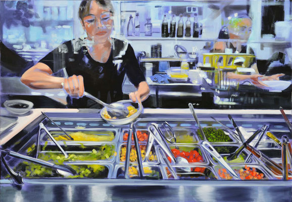 "Salat Bar", 2017, Öl auf Leinwand, 110 x 160 (saled)