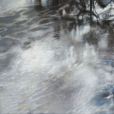 MoselHochwasser, 2025, Öl auf LW, 110 x 110