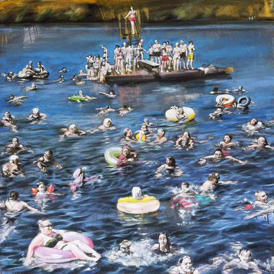 "Geschwimmel" 2023, Öl auf LW, 110 x 110  (sold)