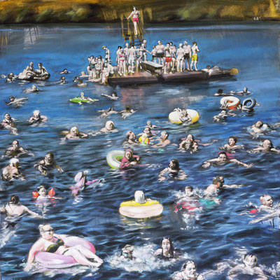 "Geschwimmel" 2023, Öl auf LW, 110 x 110  (sold)
