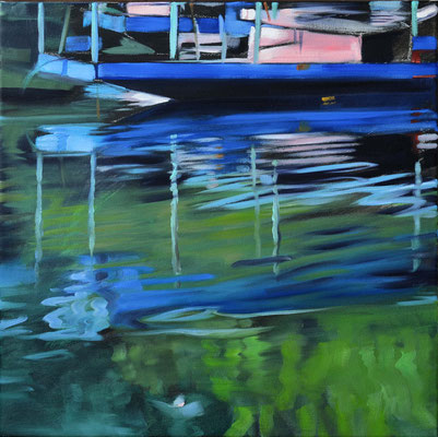 Wasserstueck1, Öl auf LW, 2017, 40 x 40