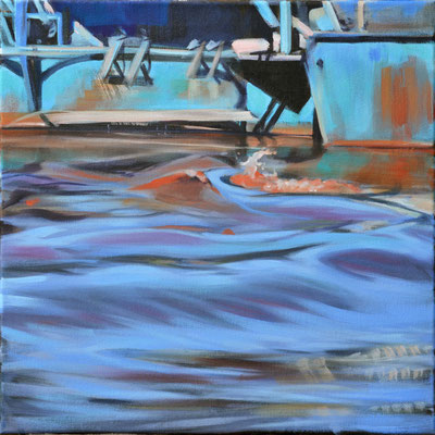 Wasserstueck2, Öl auf LW, 2017, 40 x 40