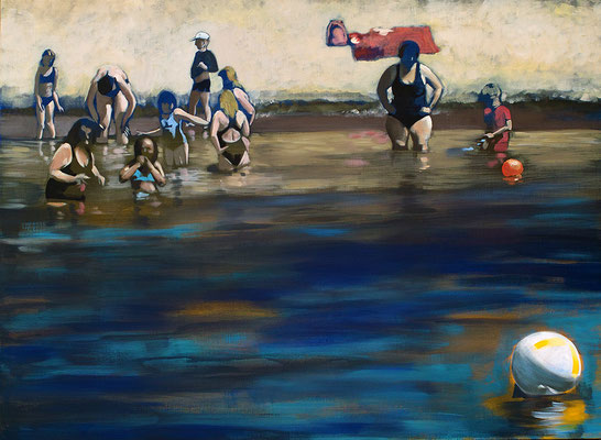 "Badende", acryl auf Leinwand, 110 x 160   (sold)