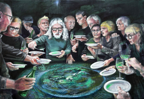 Wer es glaubt, wird selig, 2025, Acryl/Öl auf LW, 110 x 160