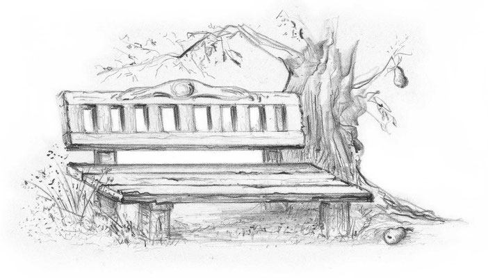 Gartenbank - "Omika" von Liane Wagner - Zeichnung: Heidemarie Franz ©