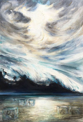 "Zwei lange Jahre Covid" - Acryl auf Leinwand, 120 x 80 cm - Heidemarie Franz ©