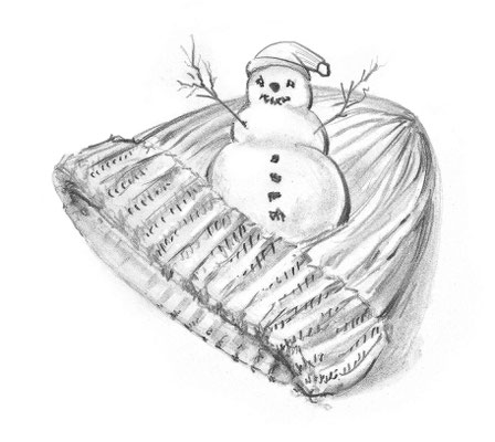 Mützen im Schnee - "Omika" von Liane Wagner - Zeichnung: Heidemarie Franz ©