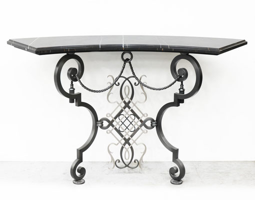 Curve bronze console with stone top - New York City