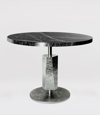 Table en aluminium texturé et poli miroir pour Dior