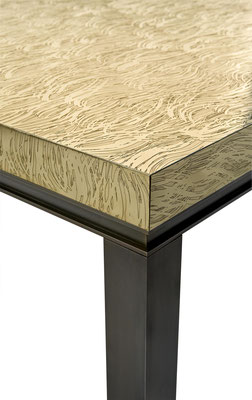 Coffee table in textured and patinated bronze for Louis Vuiton