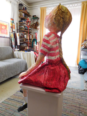 little visitor, acrylic, paperclay