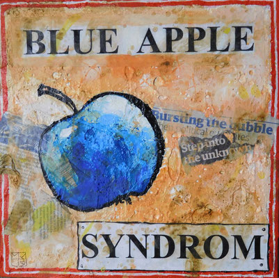 blue apple syndrom, 2017, acrylic, paper on canvas