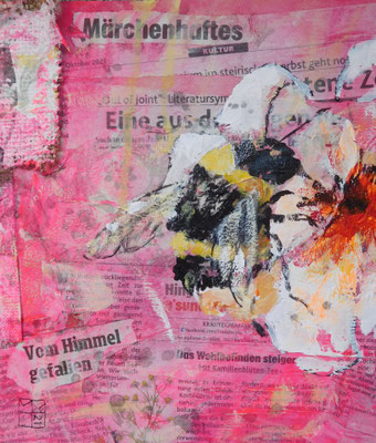 "märchenhaftes" 2021, 23x20x5 cm, acryl, papier auf leinwand