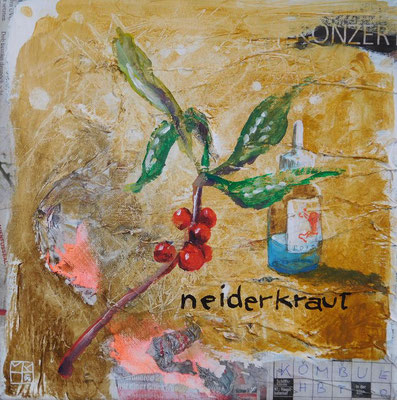 "neiderkraut", 25x25 cm, acrylic, paper on canvas