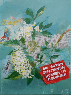"holunder", 40x30 cm, acrylic, paper on canvas
