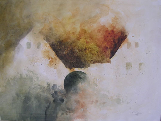 hof mit tor, 35x50 cm