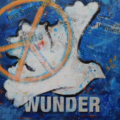 wunder, 2017, acrylic on paper on canvas, 20x20x4 cm