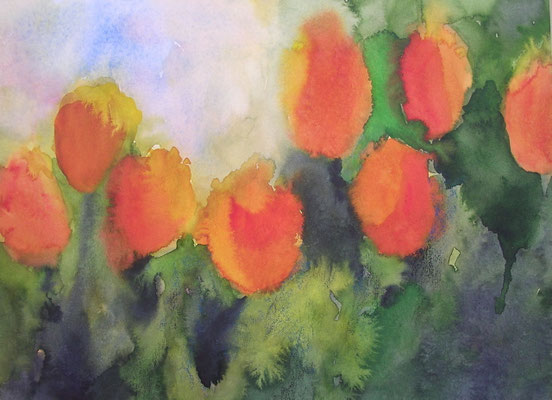 orange tulpen, 30x40 cm