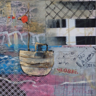 my boat in cornwall 2015, 40x40 cm, oil on cloth on canvas