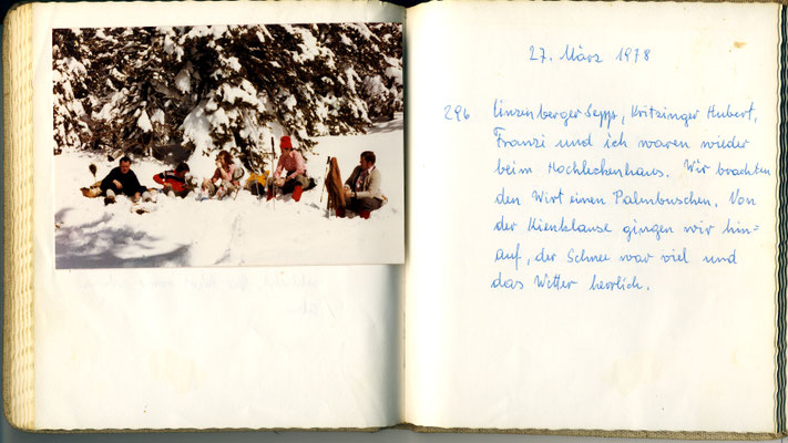 Auszug aus dem Tourenbuch von Franz Scherndl
