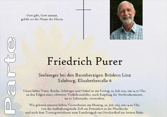 Am 19. Juli 2013 hat Fritz seine letzte Wallfahrt beendet. Wir erinnerung gerne an Dich.