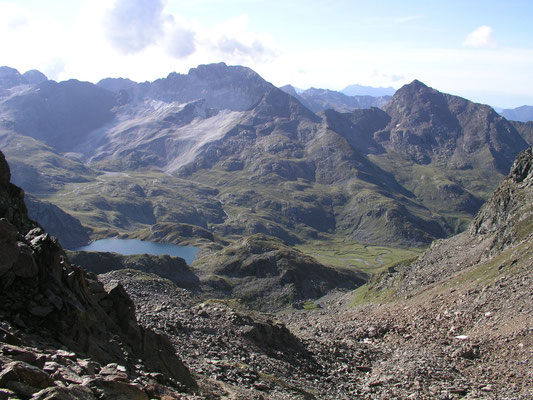 Blick von der Siegerlandhütte zum Timmler Schwarzsee und Karlscharte