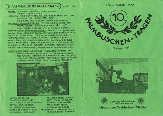 10 Jahre Palmbuschentragen 1987