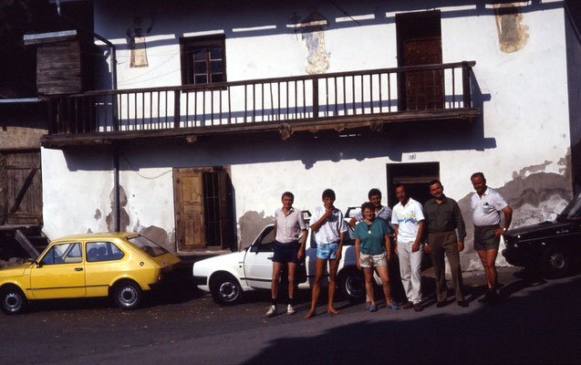 4. Ortlret Tour Hemetsberger Erwin+Anita+Herbert, Spindler Rudi, Scherndl Franz, Markus+Sepp Einzenberger Unser langjähriges Standquartier bei der "Rosatante" in Laatsch