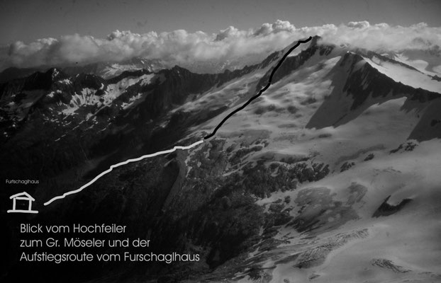 Die Anstiegsroute vom Furtschaglhaus