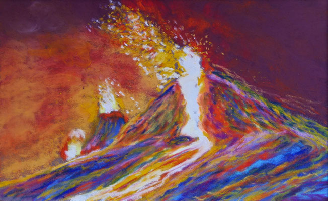Lava, Pastell auf Pastelmat, 14x24, 2021 cm, 2021