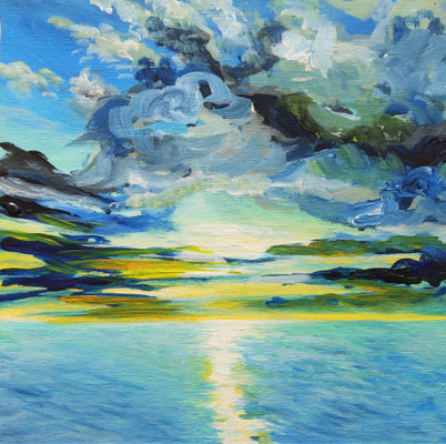 See, Acryl auf Casani-Bildkörper, 20x20x3 cm, 2022