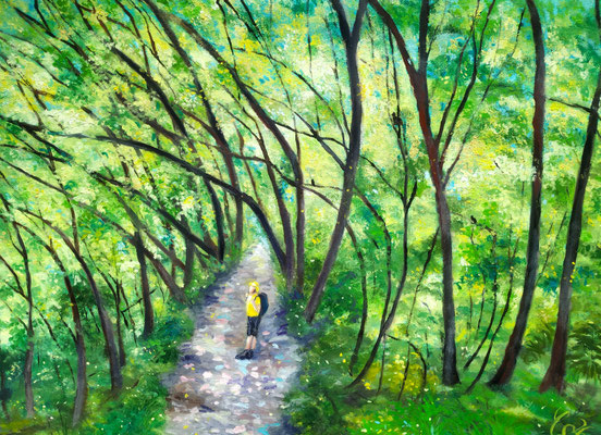 Im Zauberwald, Öl auf Karton, 30x43 cm, 2026