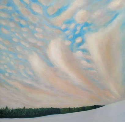 Zauberhafte Wolkenstimmung, Öl auf Leinwand, 50x50 cm, 2025