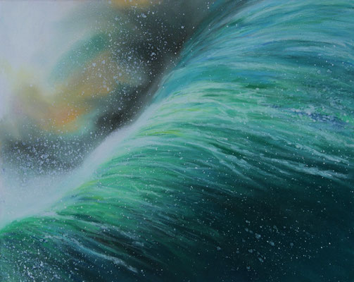 Wasserfall, Pastell auf Pastelmat, 24x30 cm, 2021 (verkauft)