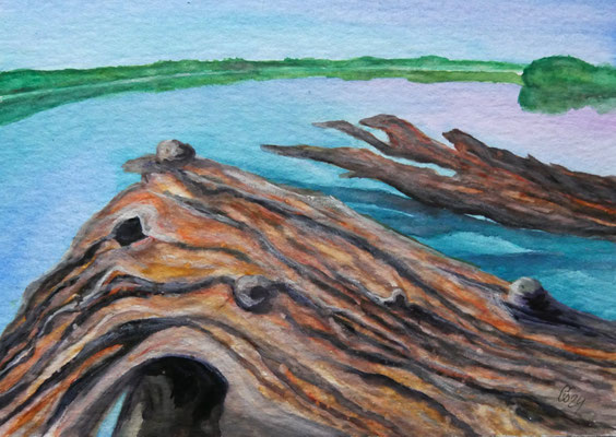 Osterseen, Aquarell auf Bütten, 17x24 cm, 2025