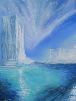 Klimawandel, Pastell auf Pastel Card, 39x29 cm mit Passepartoutrahmen, 2021