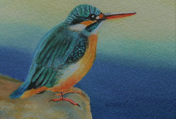Eisvogel, Aquarell auf Büttenpapier, 15,5x24 cm, 2021