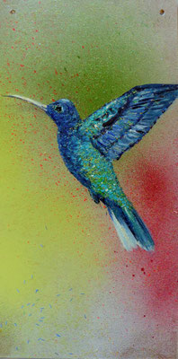 Kolibri, Acryl auf Acrylglas, 30x15 cm, 2015 (verkauft)
