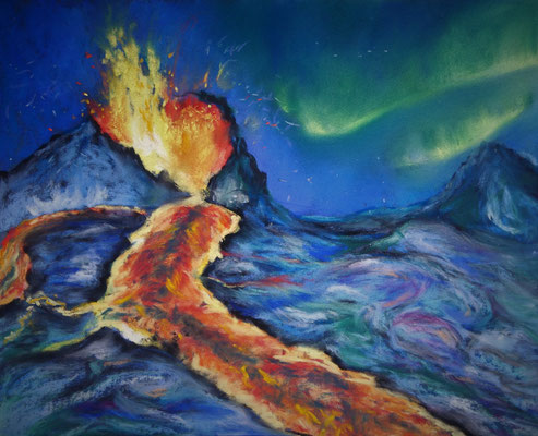 Lava, Pastellkreide auf Pastelmat, 30x24 cm, 2021 