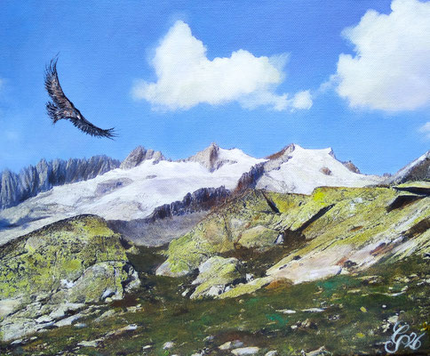 Adlerflug, Öl auf Leinwand, 25x30 cm,2026 