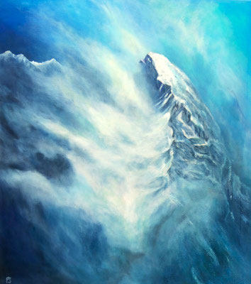 Dort oben wo die Nebelgeister wohnen, Acryl auf Leinwand, 80x70 cm, 2024